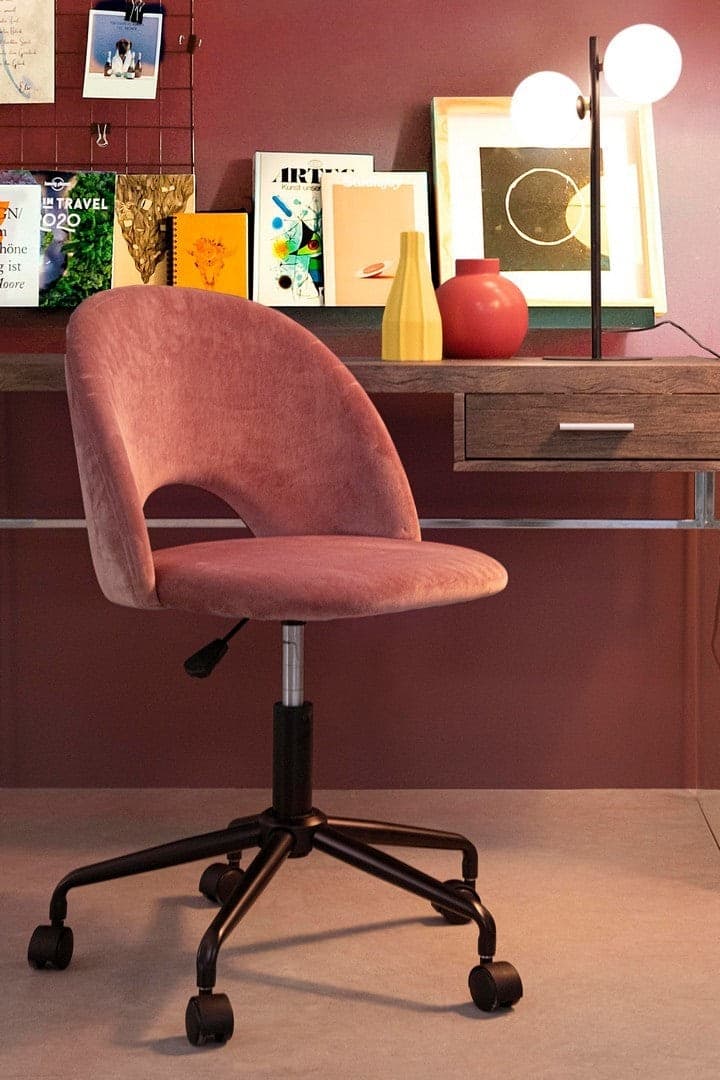 Sedia "Linzey" da ufficio ergonomica, rivestimento in velluto, con ruote, altezza regolabile - 22