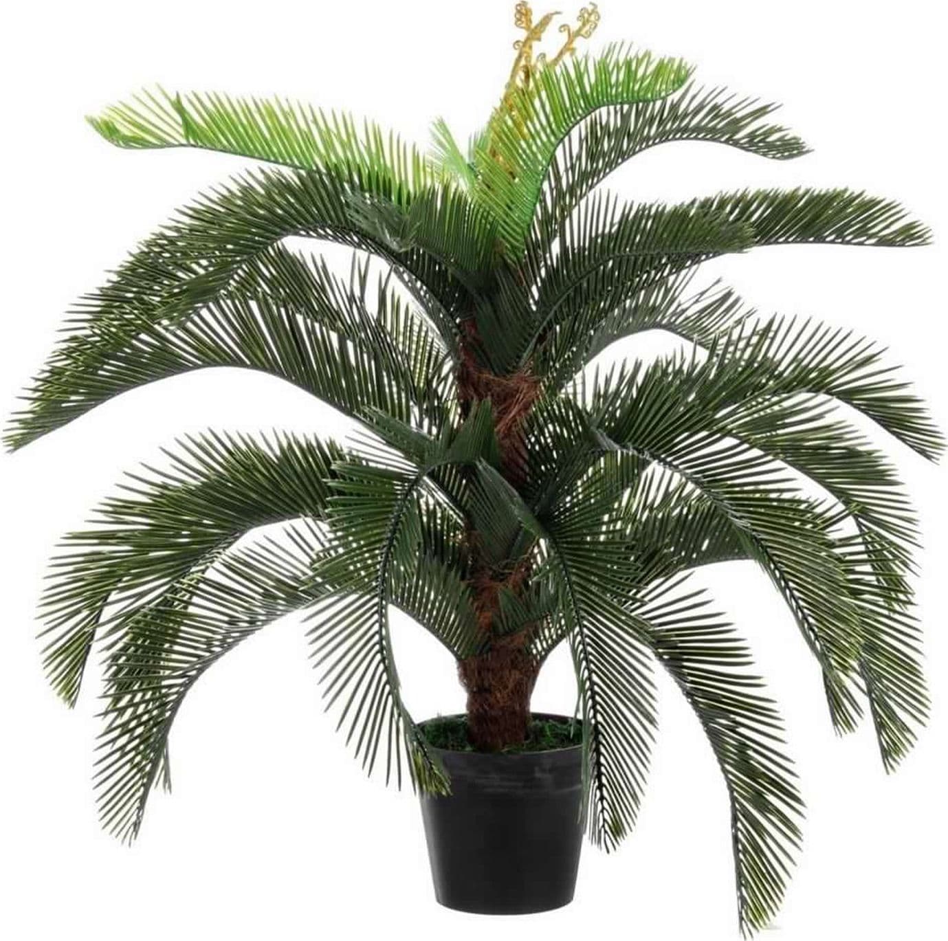 Pianta artificiale "Palma Cycas" con foglie e rami in PE, vaso in plastica in Piante artificiali Decor Space - Altamura, commercioVirtuoso.it