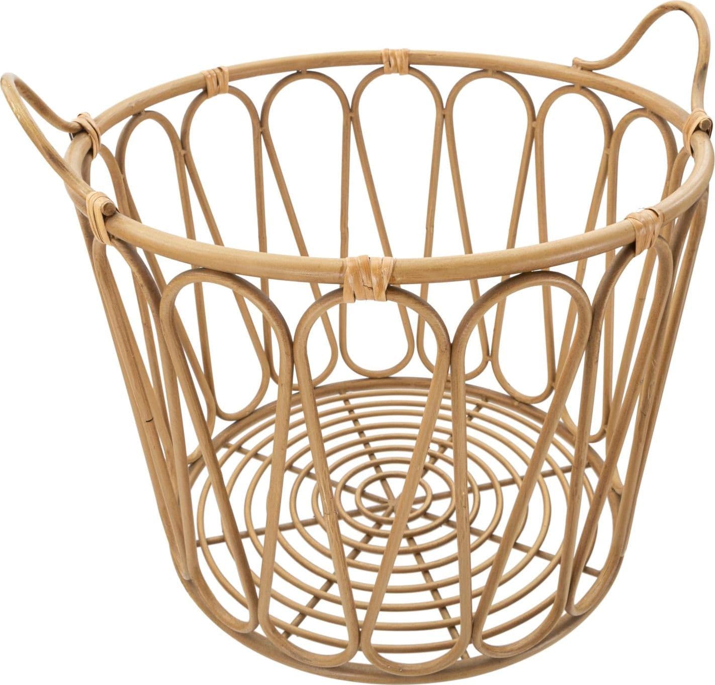 Cesta "Panama" in metallo con maniglie e finiture in rattan per interni in Soprammobili Decor Space - Altamura, commercioVirtuoso.it