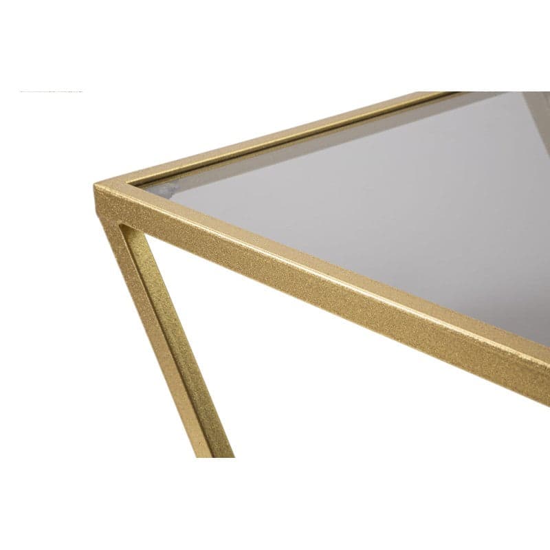 Tavolinetti coppia struttura in metallo color oro ripiano in vetro per interni set da 2 in Console e tavoli da divano Decor Space - Altamura, commercioVirtuoso.it