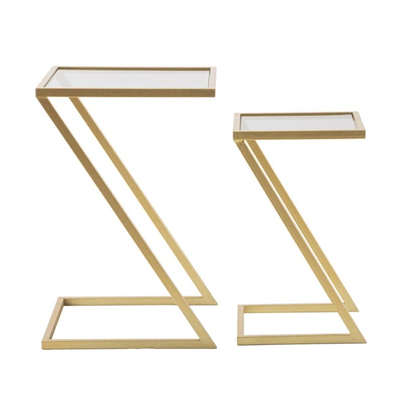 Tavolinetti coppia struttura in metallo color oro ripiano in vetro per interni set da 2 in Console e tavoli da divano Decor Space - Altamura, commercioVirtuoso.it