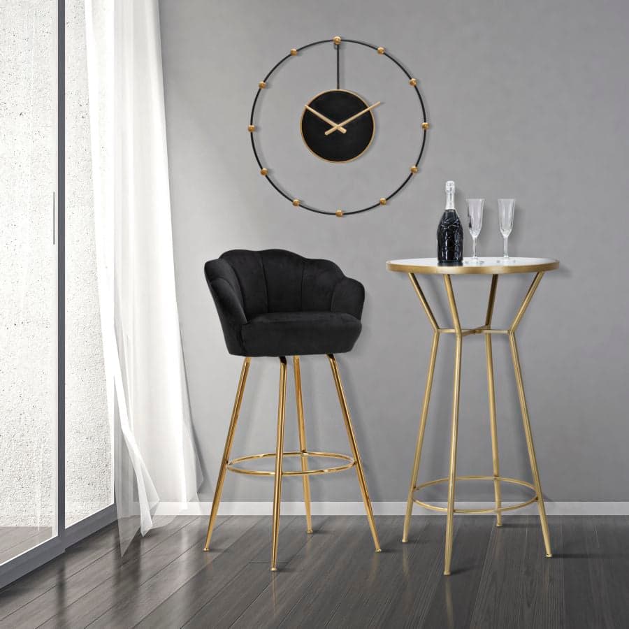 Tavolo da bar "Circle" struttura in ferro color oro e ripiano in vetro per interni in Console e tavoli da divano Decor Space - Altamura, commercioVirtuoso.it