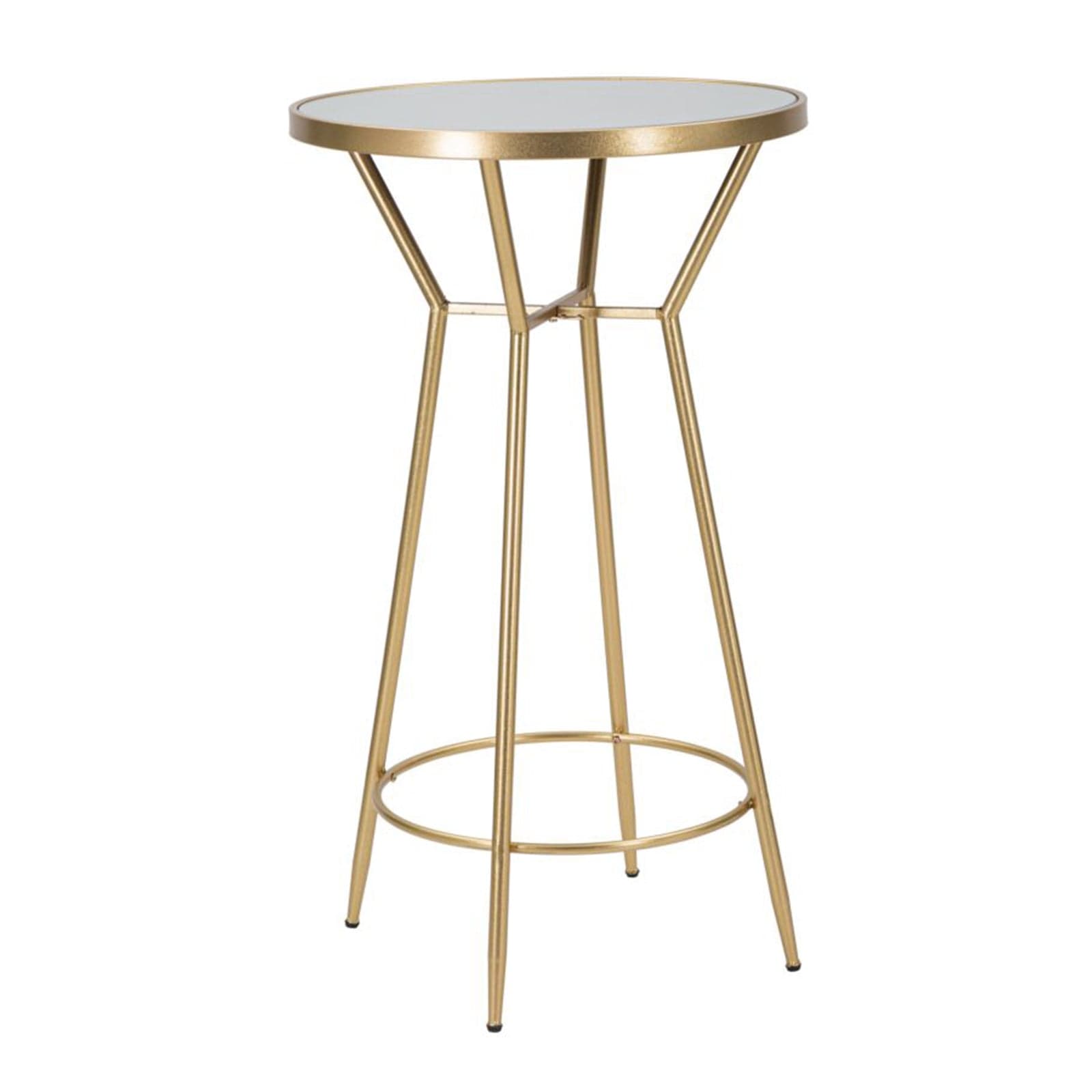 Tavolo da bar "Circle" struttura in ferro color oro e ripiano in vetro per interni in Console e tavoli da divano Decor Space - Altamura, commercioVirtuoso.it