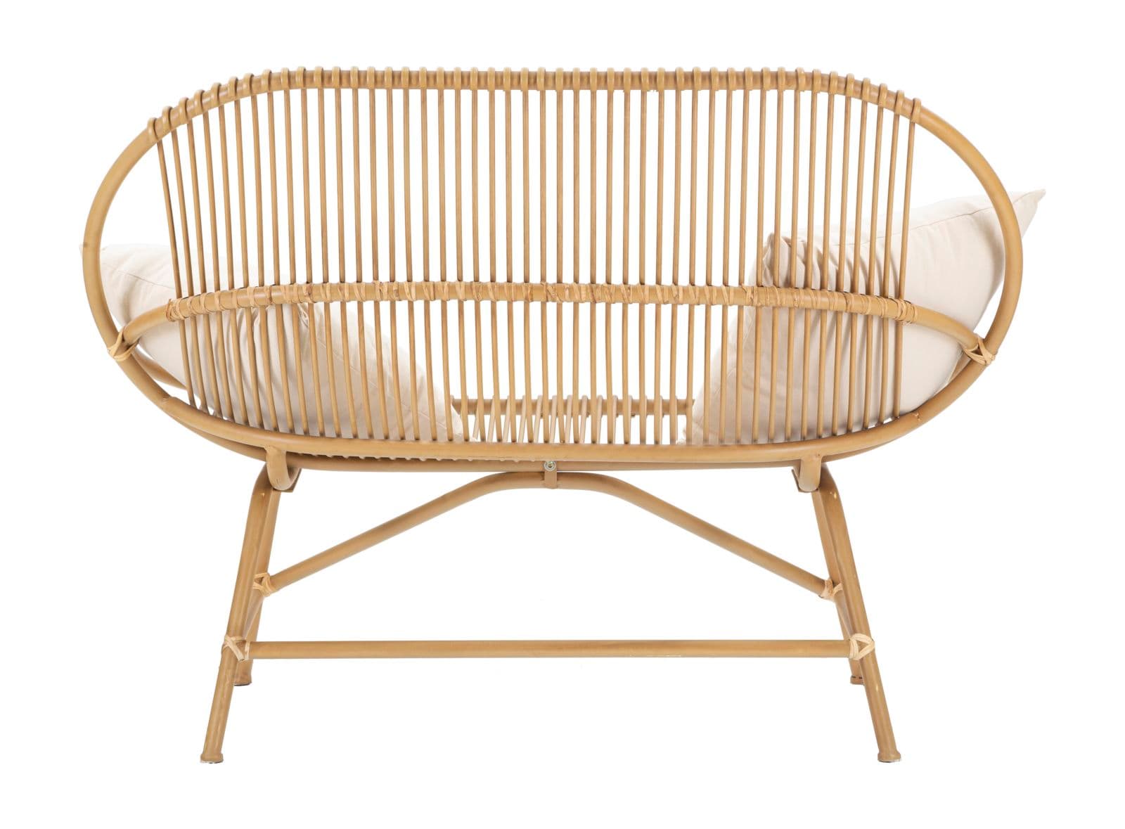 Divanetto "Panama" 2 posti in metallo e rattan con 2 cuscini per interni in Divani Decor Space - Altamura, commercioVirtuoso.it