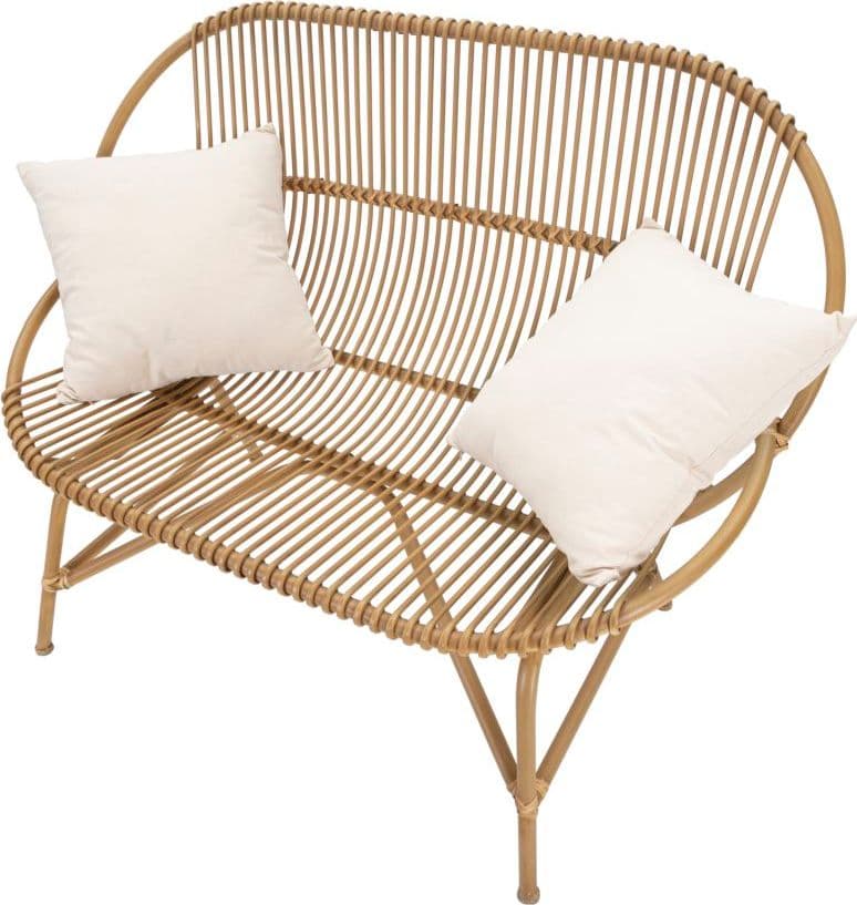 Divanetto "Panama" 2 posti in metallo e rattan con 2 cuscini per interni in Divani Decor Space - Altamura, commercioVirtuoso.it