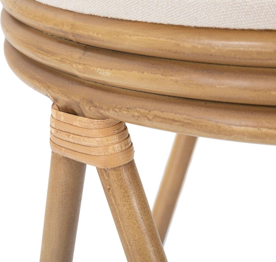 Sgabello "Panama" rotondo in poliestere, metallo e rattan per interni in Sgabelli Decor Space - Altamura, commercioVirtuoso.it