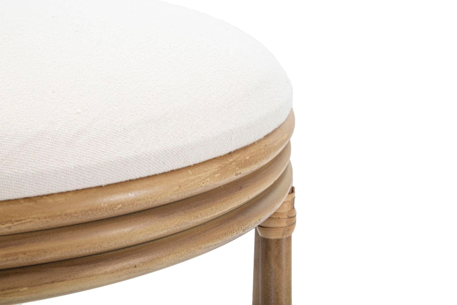 Sgabello "Panama" rotondo in poliestere, metallo e rattan per interni in Sgabelli Decor Space - Altamura, commercioVirtuoso.it