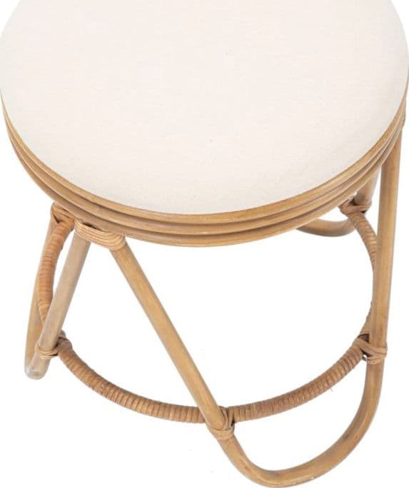 Sgabello "Panama" rotondo in poliestere, metallo e rattan per interni in Sgabelli Decor Space - Altamura, commercioVirtuoso.it