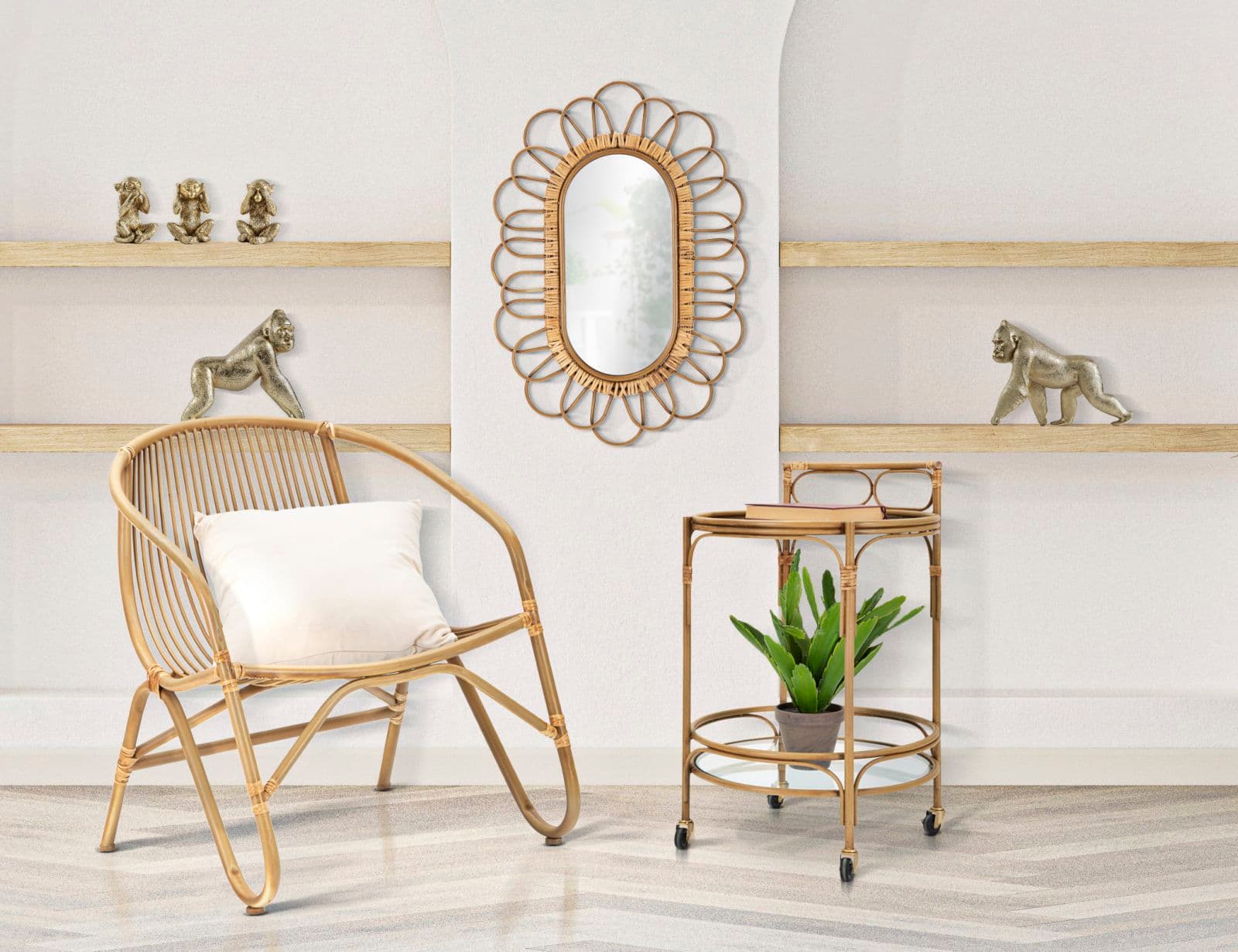Poltrona "Panama" in metallo e rattan con cuscino per interni in Poltrone Decor Space - Altamura, commercioVirtuoso.it