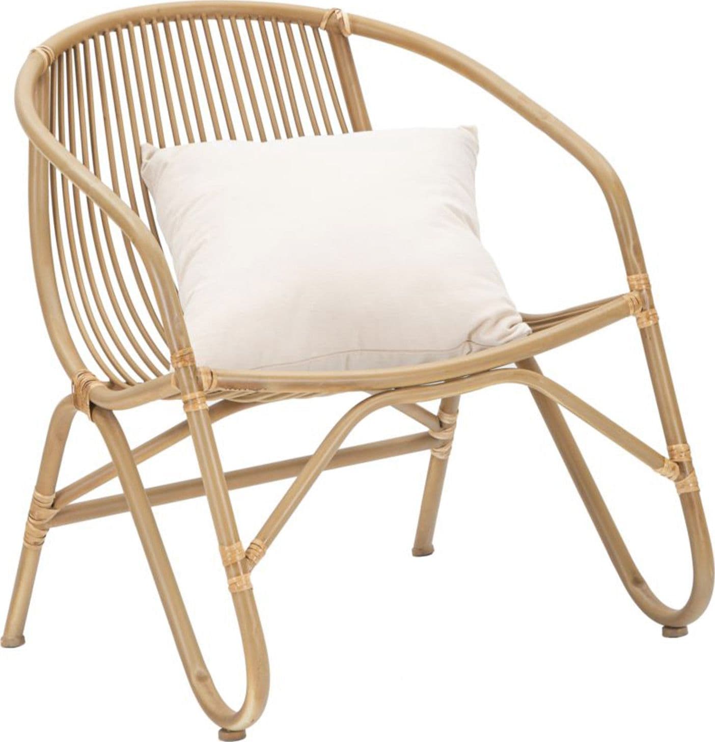 Poltrona "Panama" in metallo e rattan con cuscino per interni in Poltrone Decor Space - Altamura, commercioVirtuoso.it