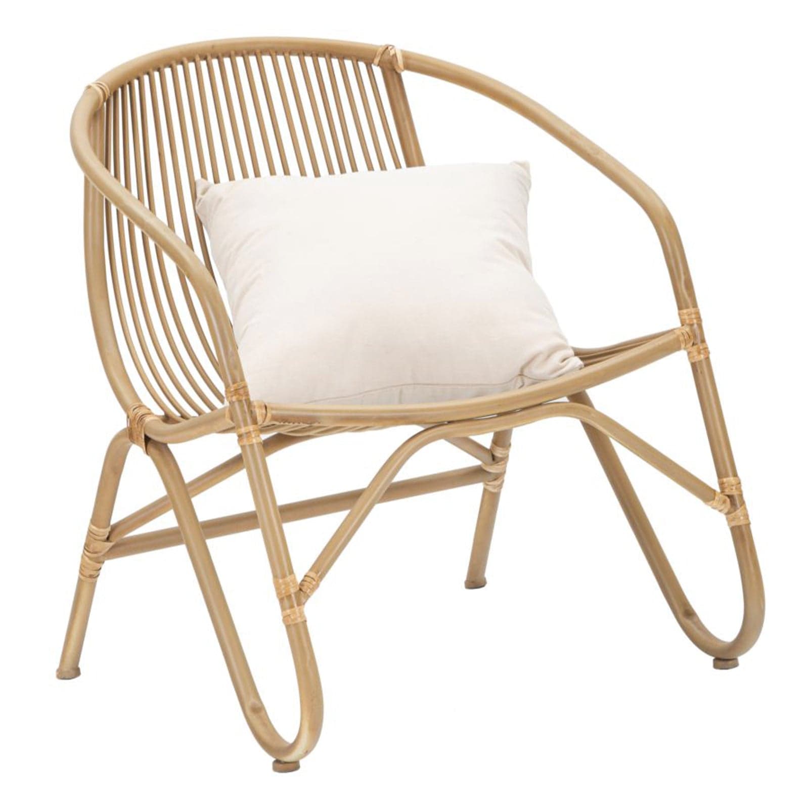 Poltrona "Panama" in metallo e rattan con cuscino per interni in Poltrone Decor Space - Altamura, commercioVirtuoso.it
