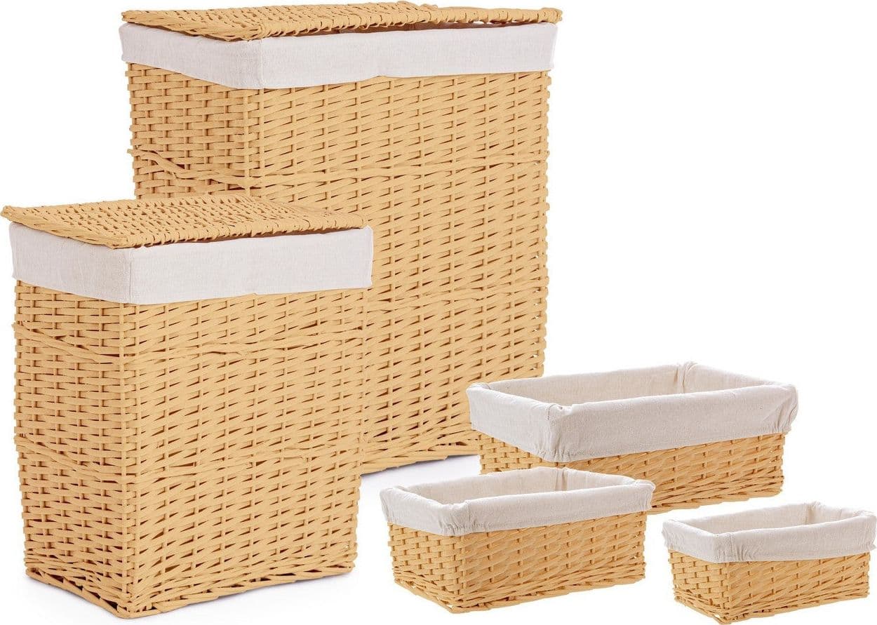 Set 2 porta biancheria "Alesha" beige rettangolare 3 ceste in vimini e trucioli in Organizer per cassetti Decor Space - Altamura, commercioVirtuoso.it