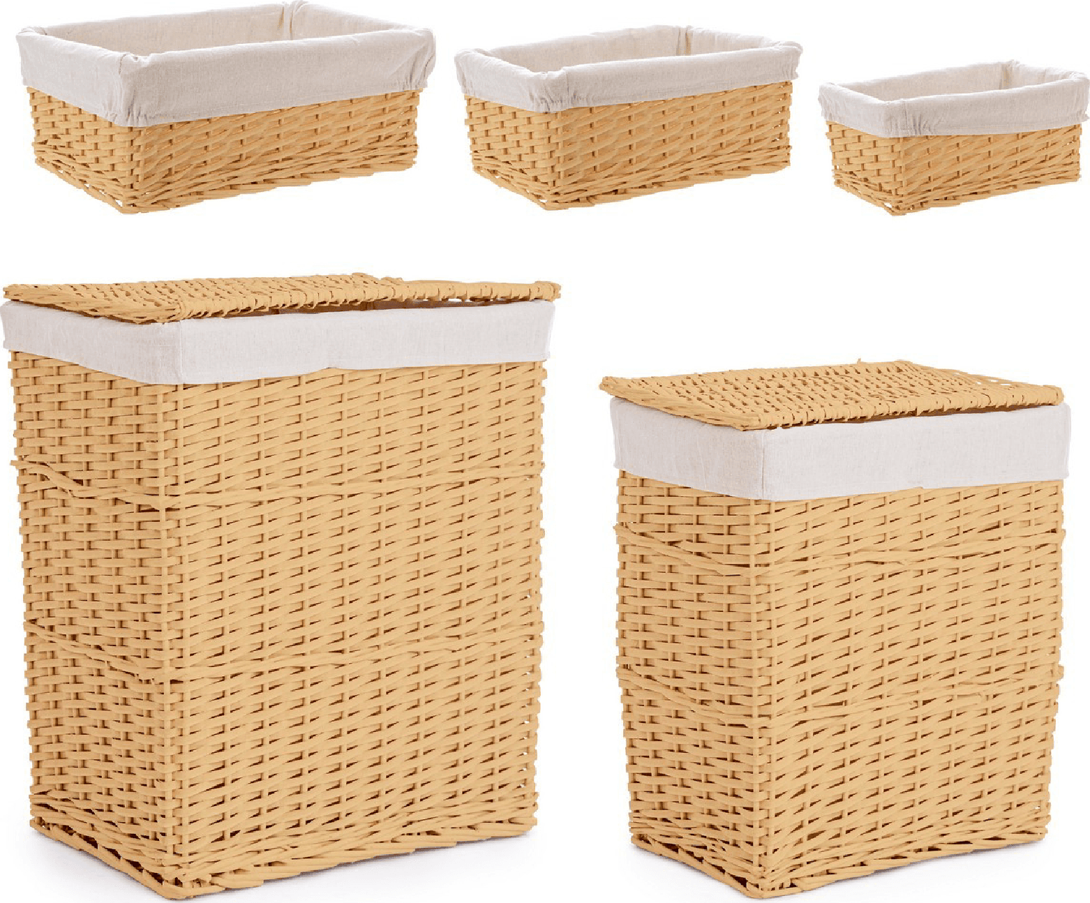 Set 2 porta biancheria "Alesha" beige rettangolare 3 ceste in vimini e trucioli in Organizer per cassetti Decor Space - Altamura, commercioVirtuoso.it