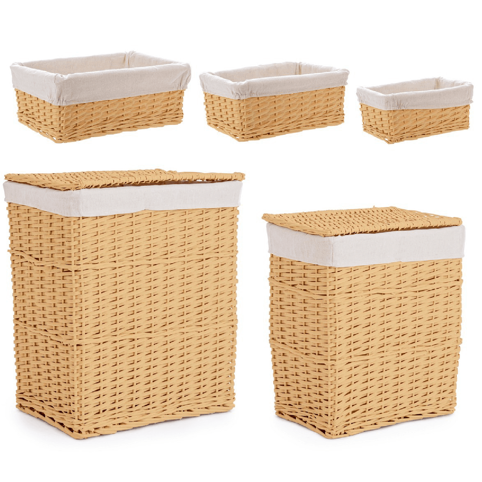 Set 2 porta biancheria "Alesha" beige rettangolare 3 ceste in vimini e trucioli in Organizer per cassetti Decor Space - Altamura, commercioVirtuoso.it