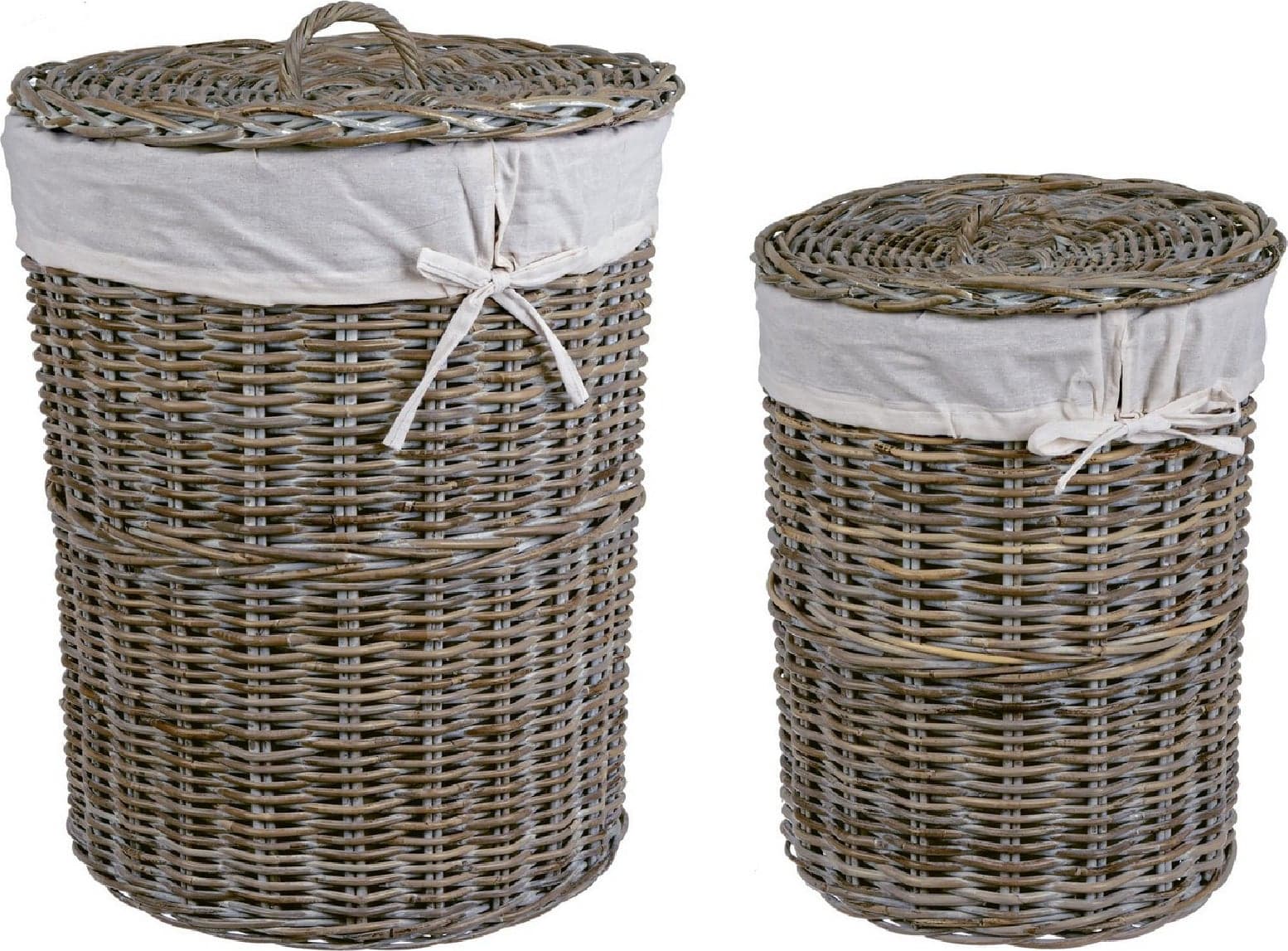 Set 2 Porta biancheria "Narra" struttura in rattan e tessuto interno in cotone in Organizer per cassetti Decor Space - Altamura, commercioVirtuoso.it