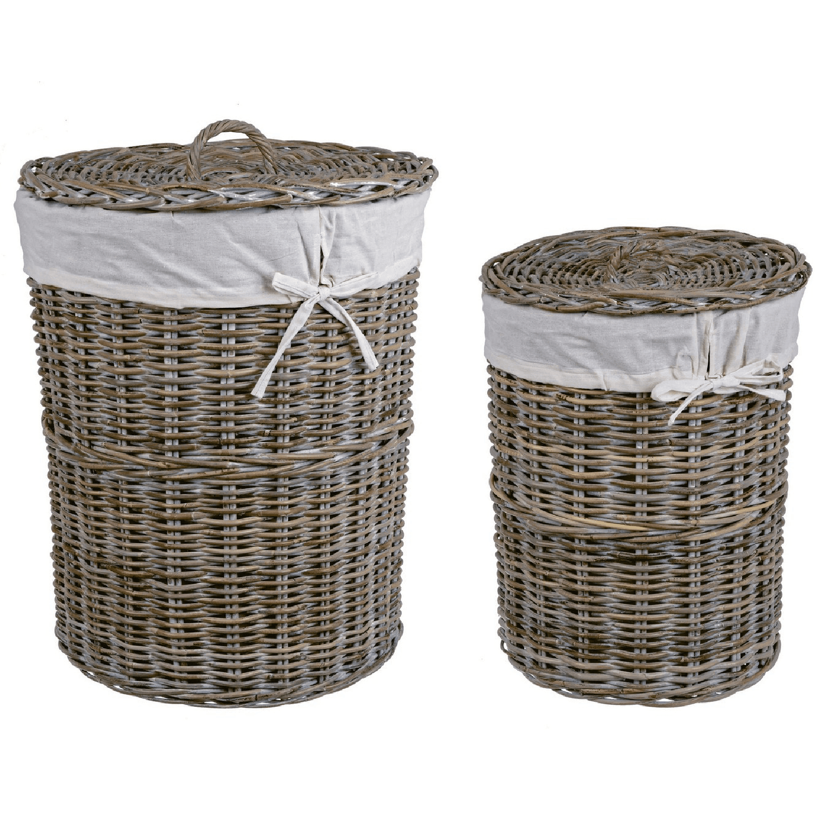Set 2 Porta biancheria "Narra" struttura in rattan e tessuto interno in cotone in Organizer per cassetti Decor Space - Altamura, commercioVirtuoso.it