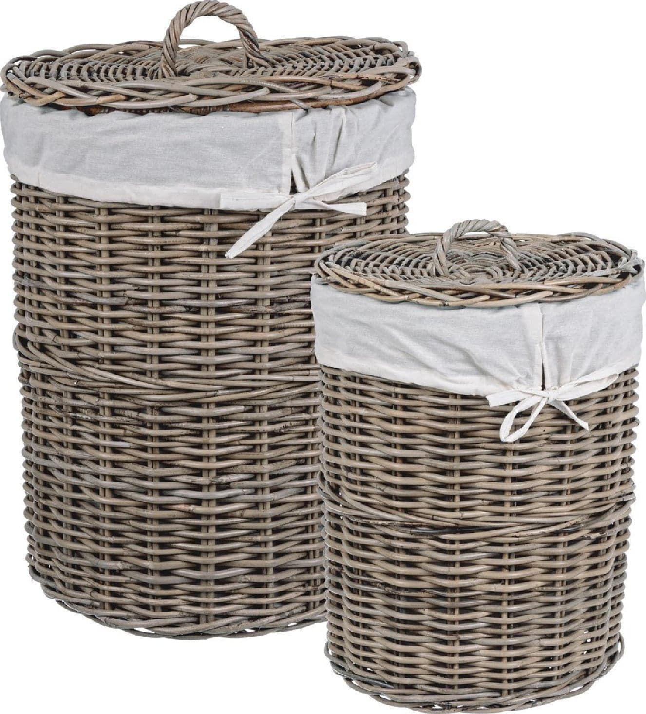 Set 2 Porta biancheria "Narra" struttura in rattan e tessuto interno in cotone in Organizer per cassetti Decor Space - Altamura, commercioVirtuoso.it
