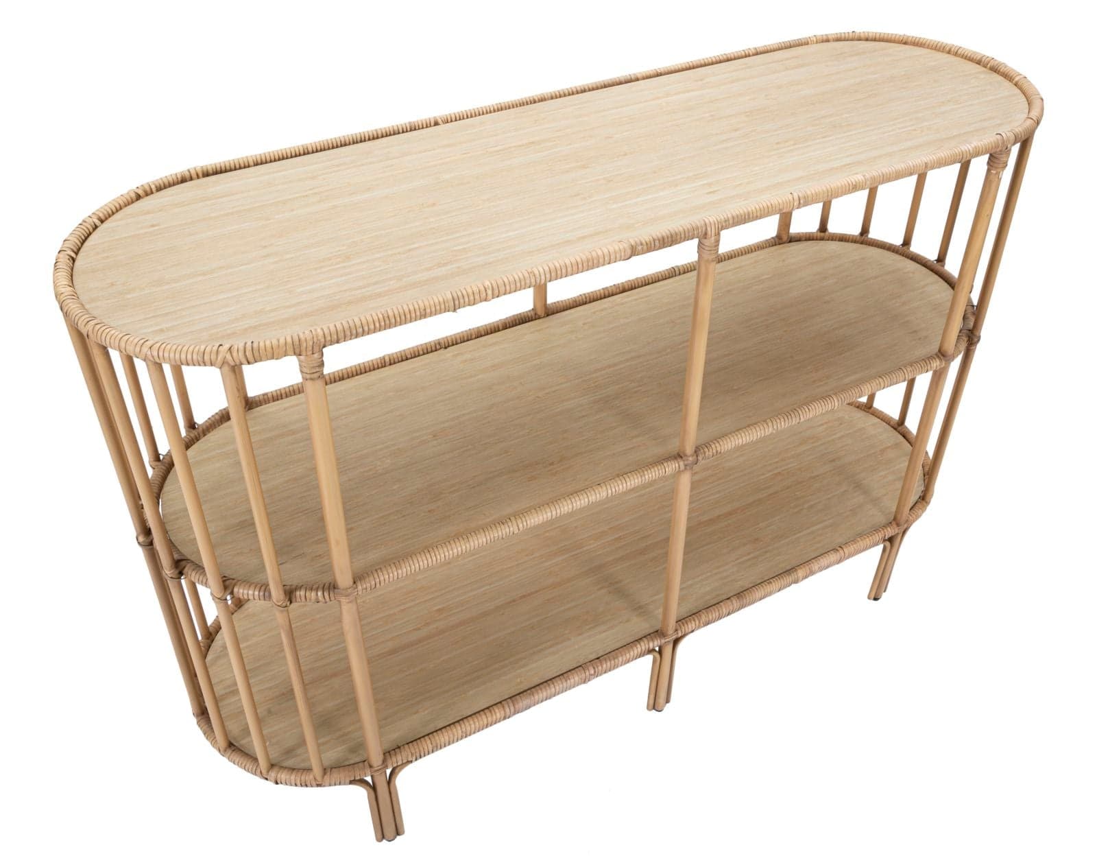 Console "Panama" struttura in metallo e rattan con ripiani per interni in Credenze Decor Space - Altamura, commercioVirtuoso.it