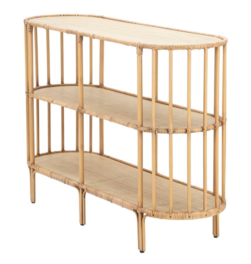 Console "Panama" struttura in metallo e rattan con ripiani per interni in Credenze Decor Space - Altamura, commercioVirtuoso.it