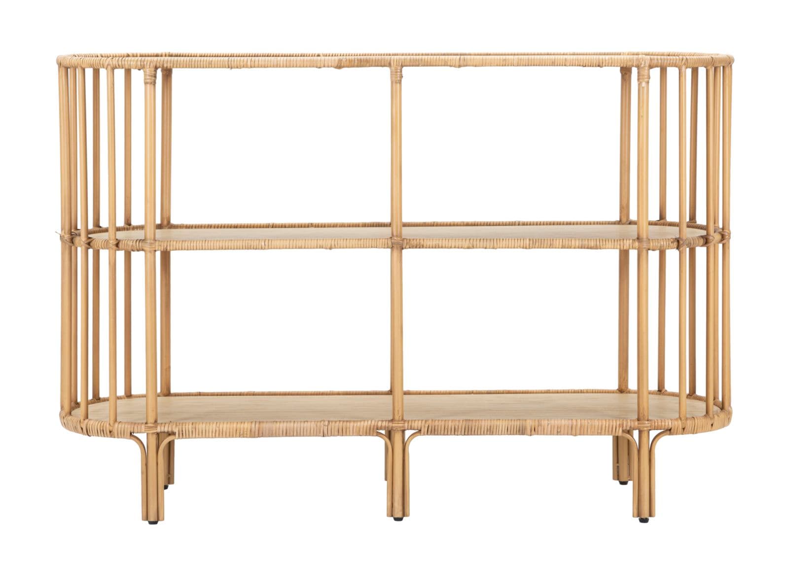 Console "Panama" struttura in metallo e rattan con ripiani per interni in Credenze Decor Space - Altamura, commercioVirtuoso.it