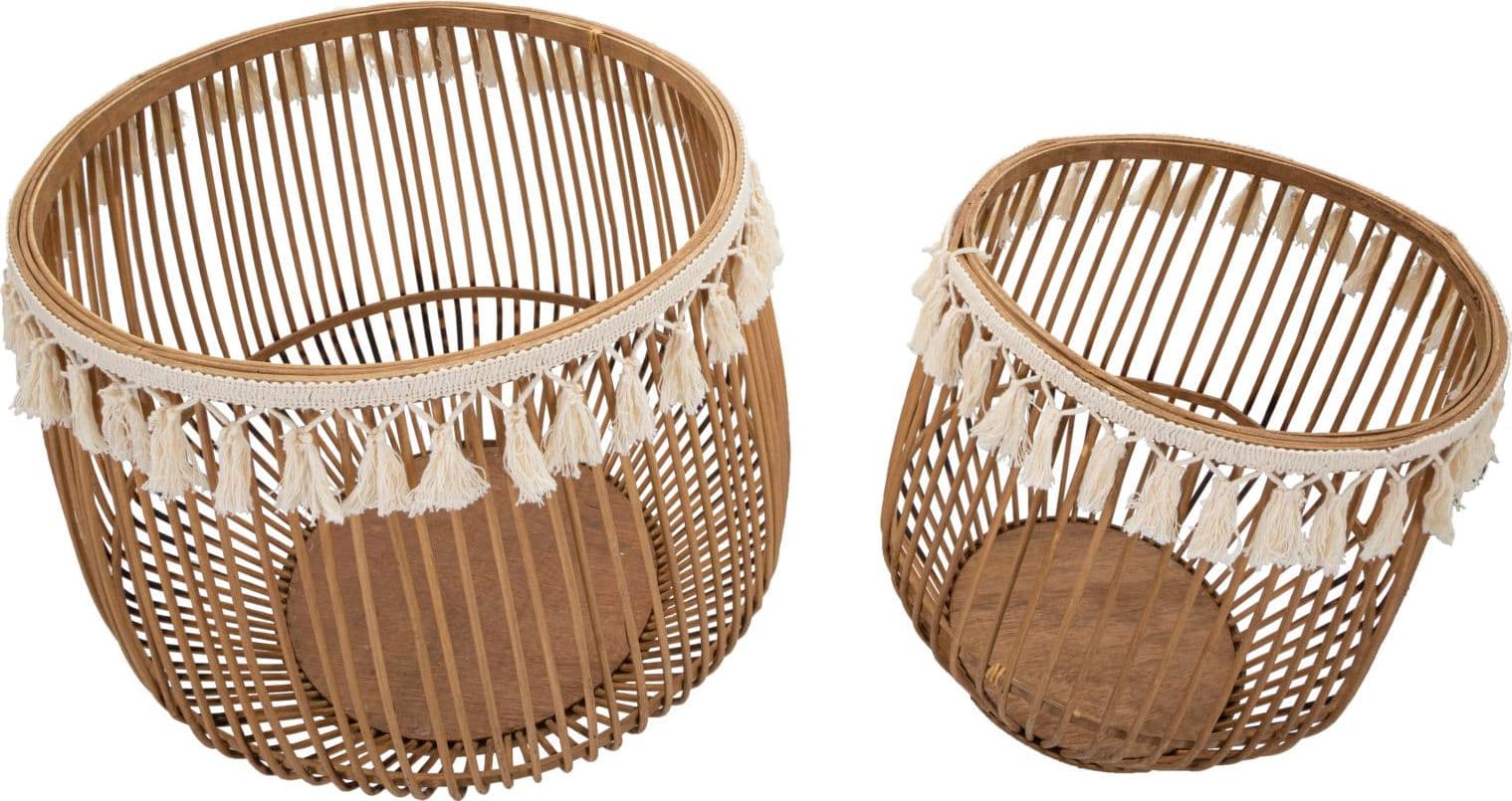 Cestoni "Fuji" in rattan con decorazioni in tessuto per interni set da 2 in Soprammobili Decor Space - Altamura, commercioVirtuoso.it