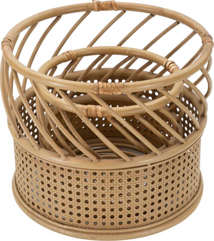 Porta vasi "Panama" in metallo con finiture in rattan per interni set da 2 in Soprammobili Decor Space - Altamura, commercioVirtuoso.it