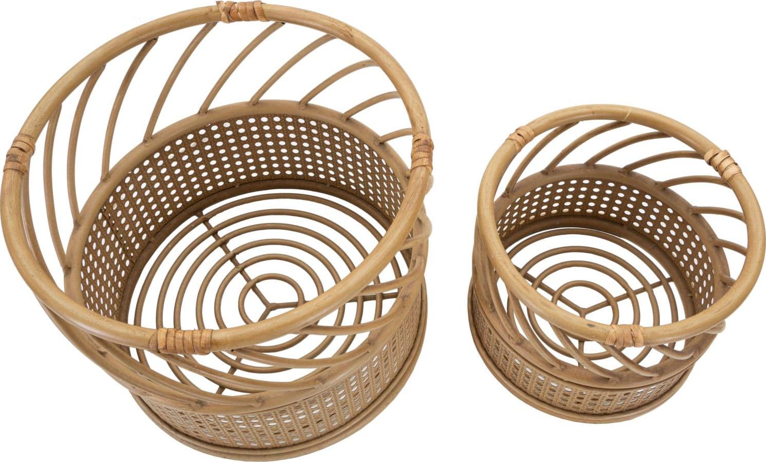 Porta vasi "Panama" in metallo con finiture in rattan per interni set da 2 in Soprammobili Decor Space - Altamura, commercioVirtuoso.it