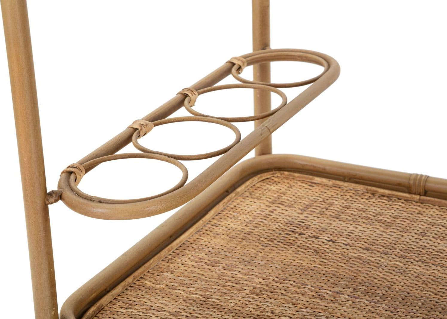Carrello "Panama" con ruote struttura in metallo e rattan per interni in Console e tavoli da divano Decor Space - Altamura, commercioVirtuoso.it
