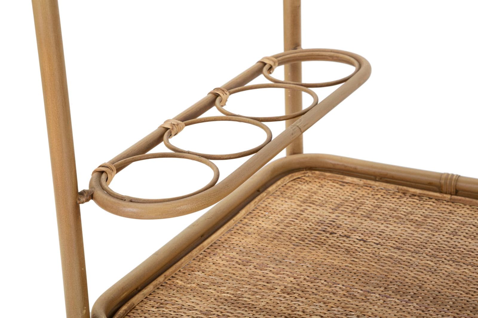 Carrello "Panama" con ruote struttura in metallo e rattan per interni in Console e tavoli da divano Decor Space - Altamura, commercioVirtuoso.it
