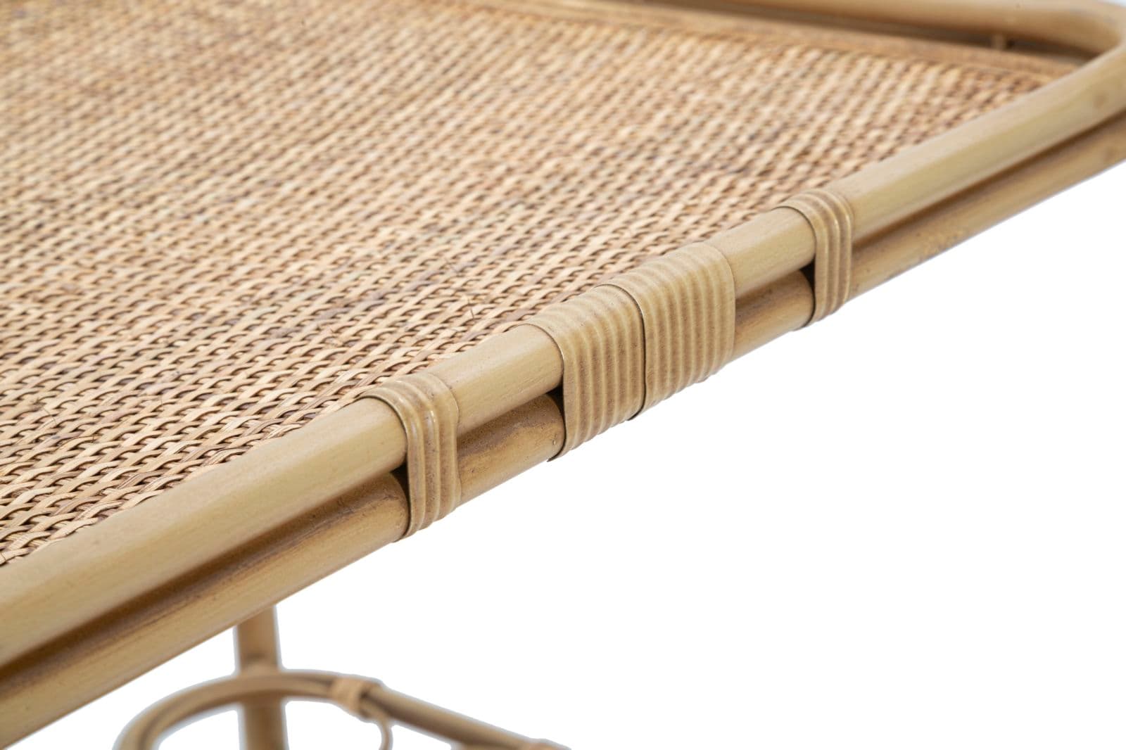Carrello "Panama" con ruote struttura in metallo e rattan per interni in Console e tavoli da divano Decor Space - Altamura, commercioVirtuoso.it