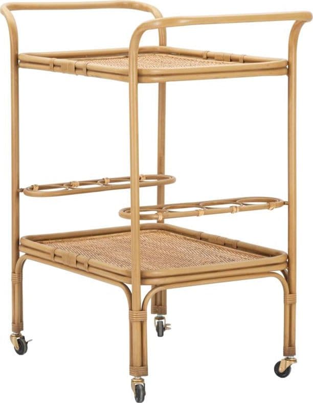 Carrello "Panama" con ruote struttura in metallo e rattan per interni in Console e tavoli da divano Decor Space - Altamura, commercioVirtuoso.it