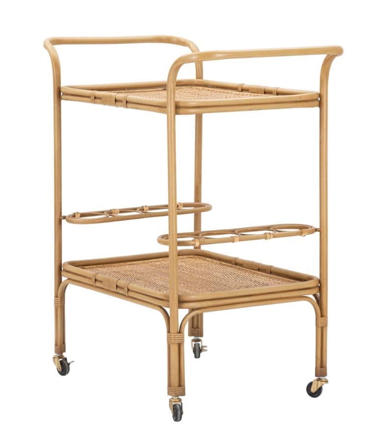 Carrello "Panama" con ruote struttura in metallo e rattan per interni in Console e tavoli da divano Decor Space - Altamura, commercioVirtuoso.it