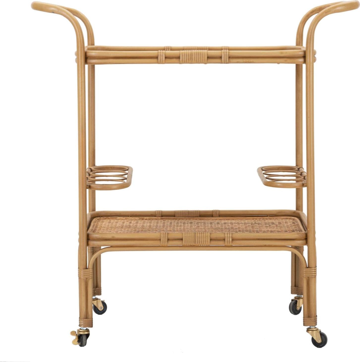 Carrello "Panama" con ruote struttura in metallo e rattan per interni in Console e tavoli da divano Decor Space - Altamura, commercioVirtuoso.it