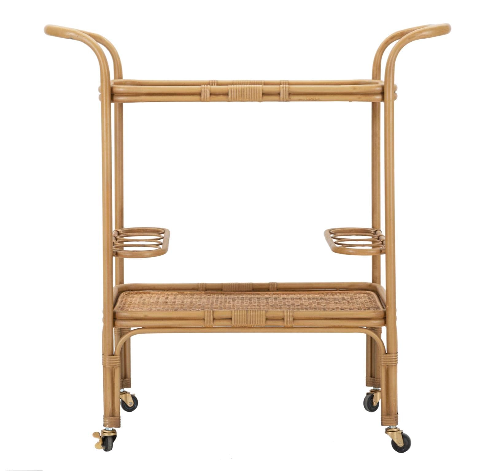 Carrello "Panama" con ruote struttura in metallo e rattan per interni in Console e tavoli da divano Decor Space - Altamura, commercioVirtuoso.it