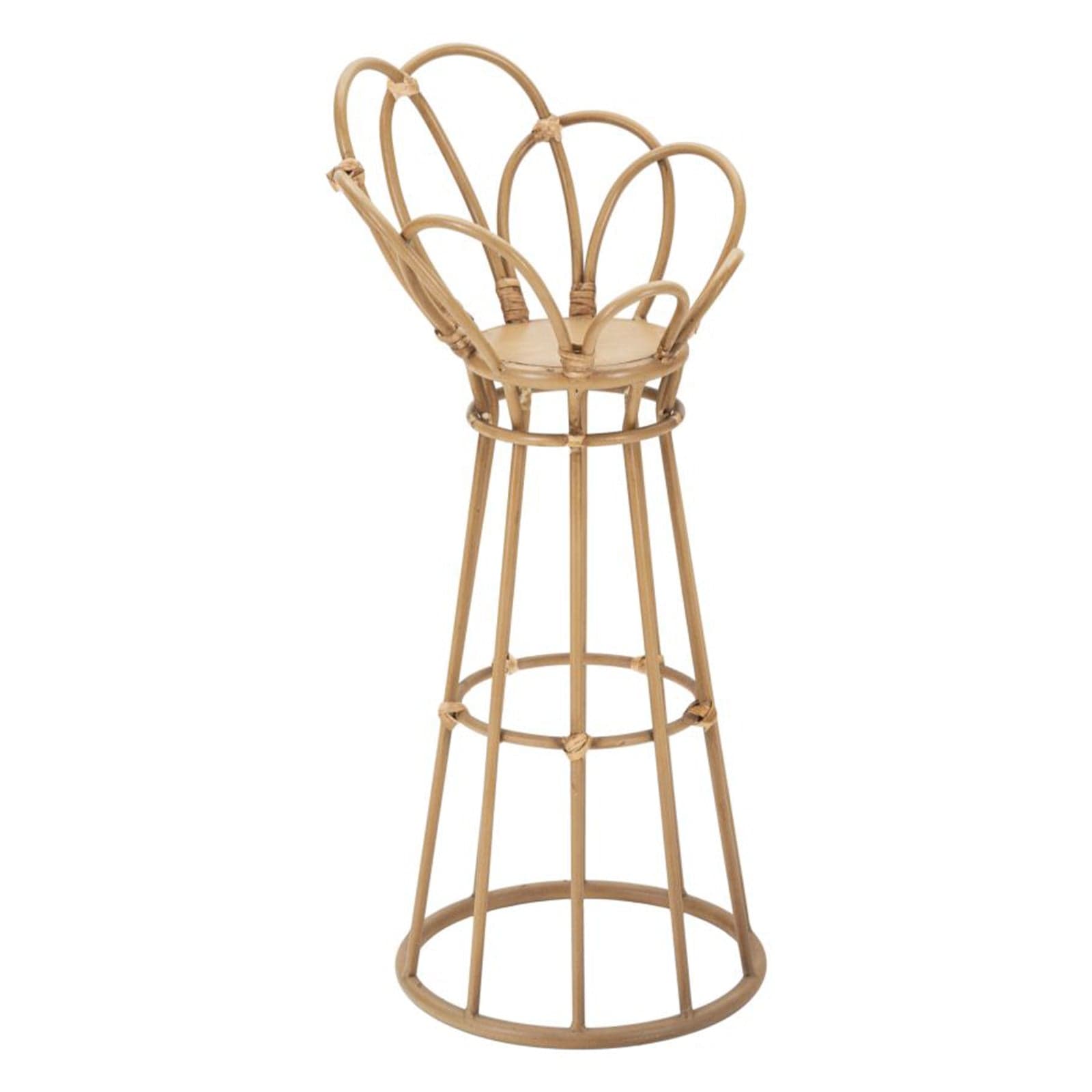 Porta vaso "Panama" rotondo in metallo con finiture in rattan per interni in Soprammobili Decor Space - Altamura, commercioVirtuoso.it
