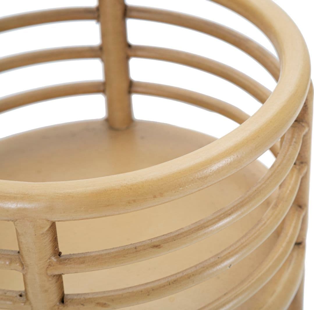 Porta vaso "Panama" con piedistallo in metallo con finiture in rattan per interni in Soprammobili Decor Space - Altamura, commercioVirtuoso.it