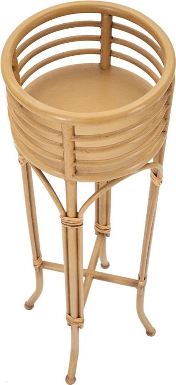 Porta vaso "Panama" con piedistallo in metallo con finiture in rattan per interni in Soprammobili Decor Space - Altamura, commercioVirtuoso.it