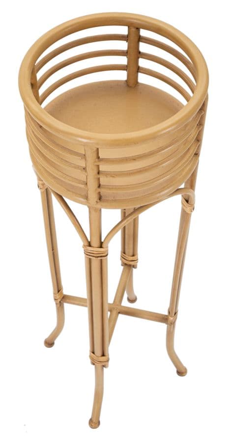 Porta vaso "Panama" con piedistallo in metallo con finiture in rattan per interni in Soprammobili Decor Space - Altamura, commercioVirtuoso.it