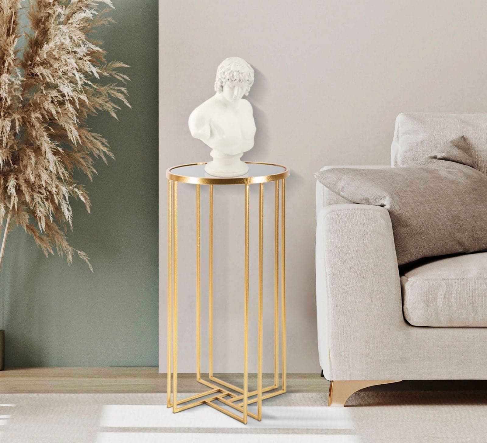 Porta telefono "Ligles" struttura in metallo e ripiano in vetro per interni in Console e tavoli da divano Decor Space - Altamura, commercioVirtuoso.it