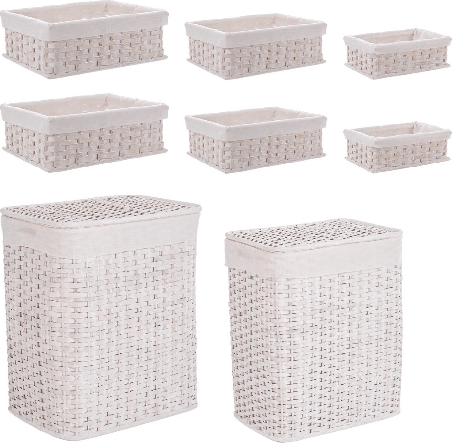 Set 2 porta biancheria "Homely rettangolare" 6 ceste in rattan e bambù in Organizer per cassetti Decor Space - Altamura, commercioVirtuoso.it
