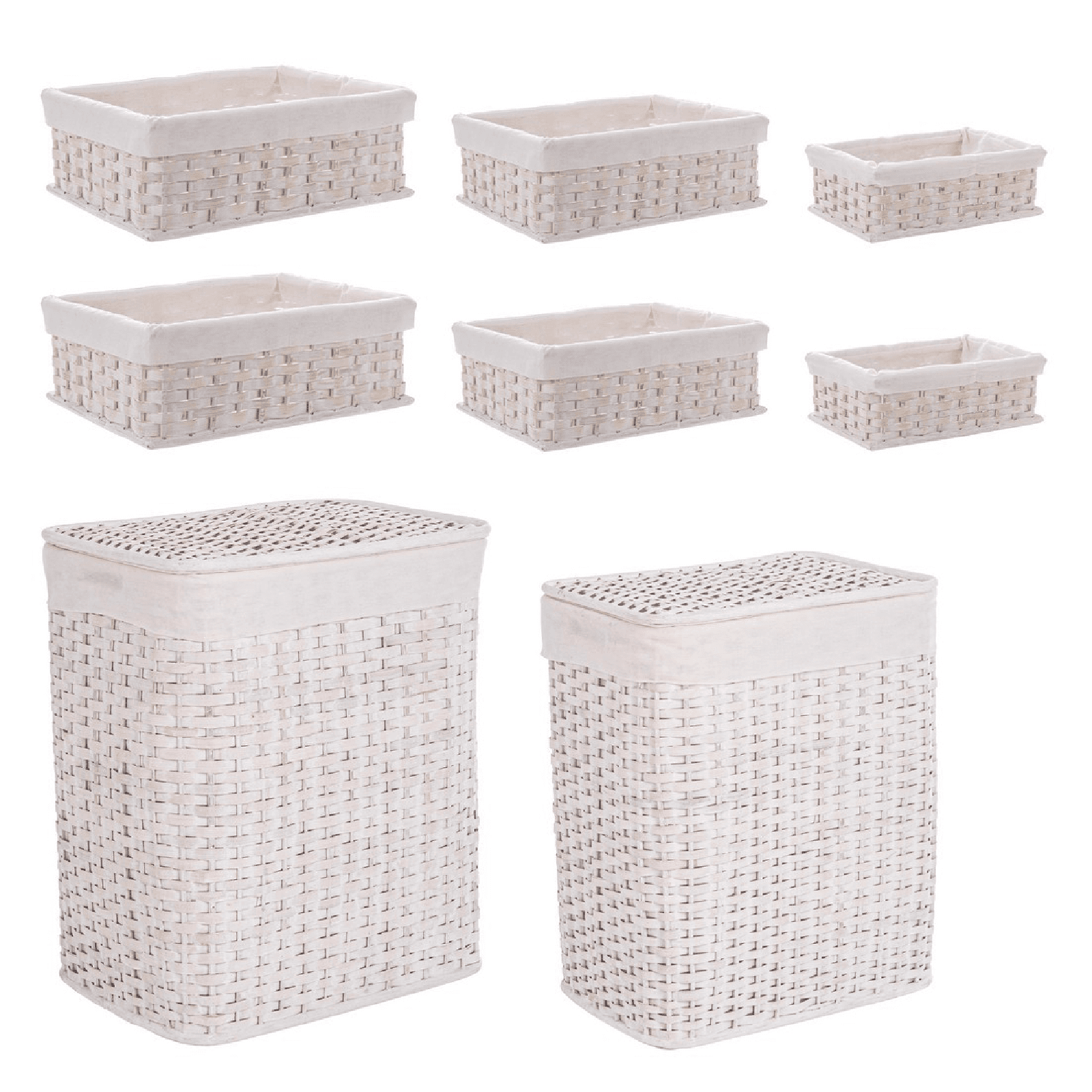 Set 2 porta biancheria "Homely rettangolare" 6 ceste in rattan e bambù in Organizer per cassetti Decor Space - Altamura, commercioVirtuoso.it