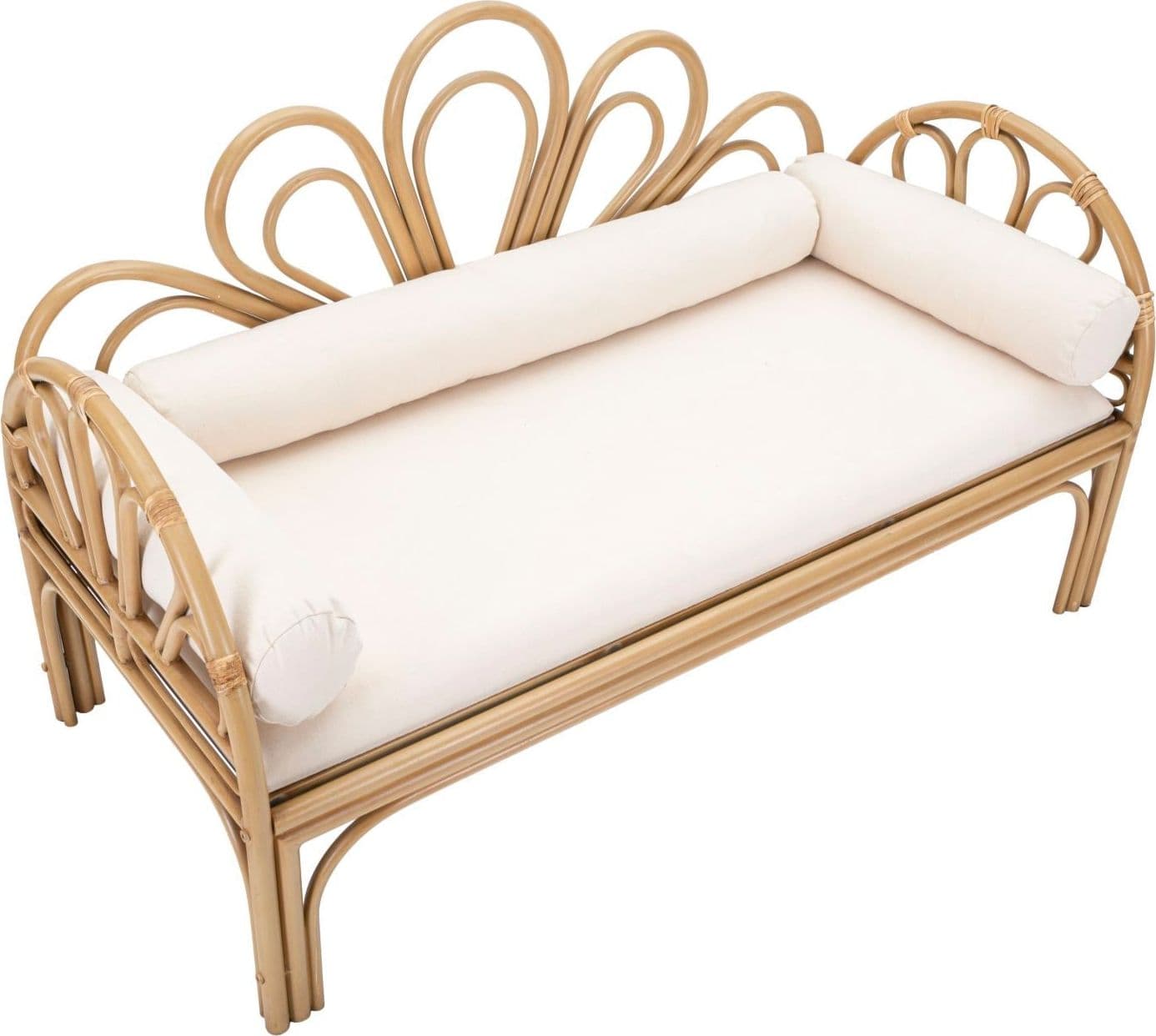 Panca "Panama" con braccioli e schienale in metallo, poliestere e rattan con cuscini per interni in Panche contenitore Decor Space - Altamura, commercioVirtuoso.it