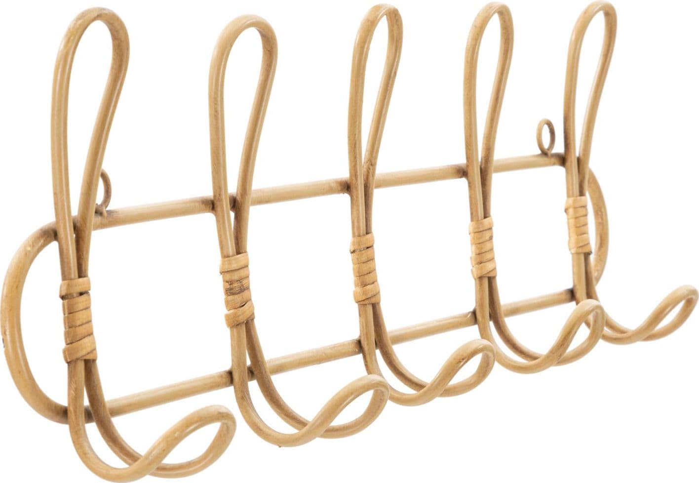 Appendiabiti da parete "Panama" in metallo e rattan con 5 ganci per interni in Appendiabiti Decor Space - Altamura, commercioVirtuoso.it