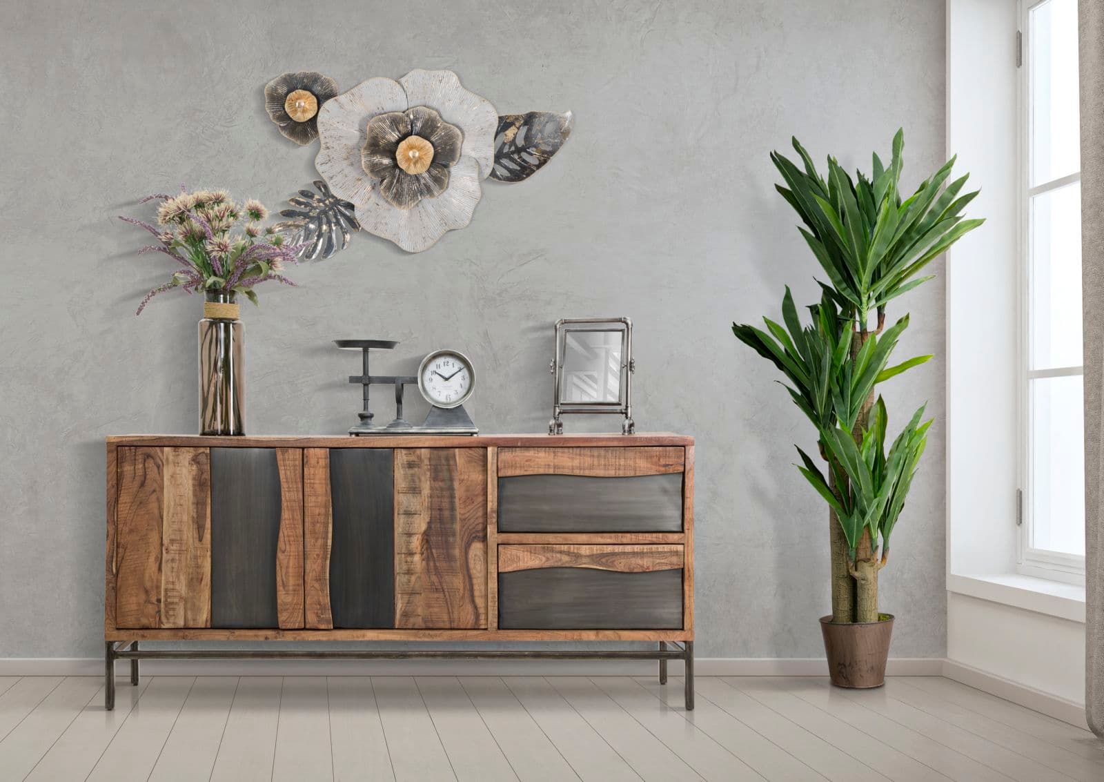 Mobile "Yellowstone" in legno di acacia per interno 175 x 40 x 80h cm in Pareti attrezzate Decor Space - Altamura, commercioVirtuoso.it