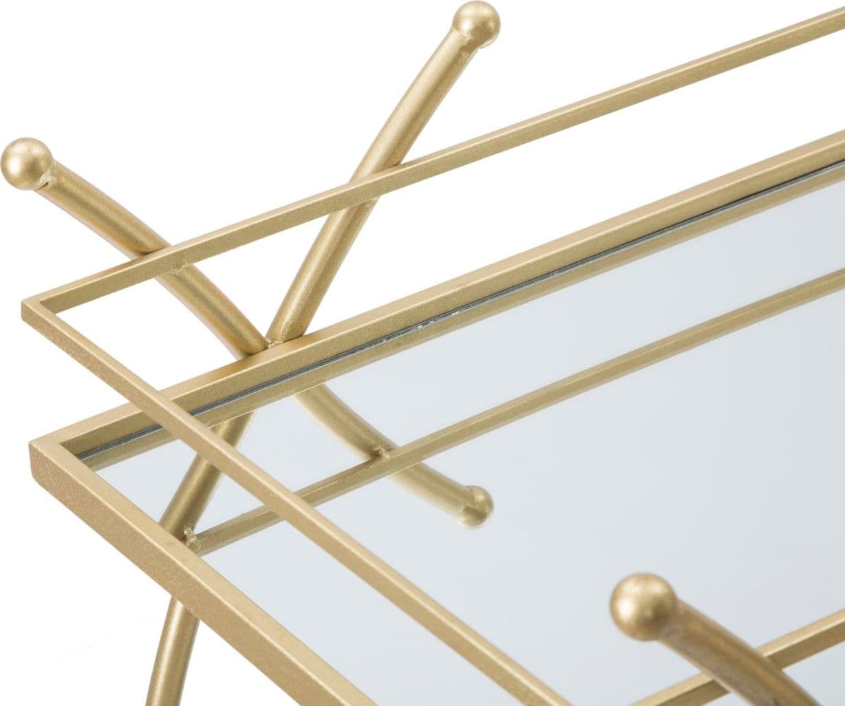 Carrello "Ribbon" struttura in ferro color oro con ruote e 2 ripiani per interni in Panche contenitore Decor Space - Altamura, commercioVirtuoso.it