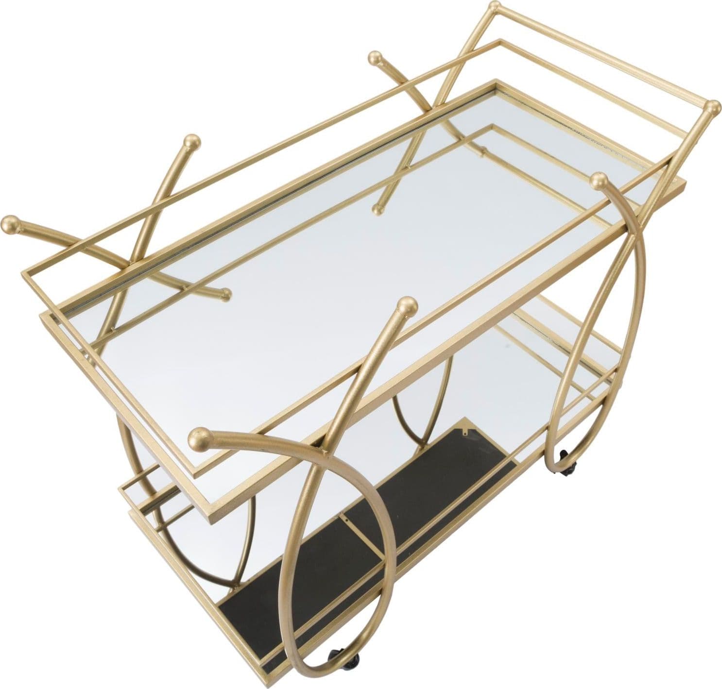 Carrello "Ribbon" struttura in ferro color oro con ruote e 2 ripiani per interni in Panche contenitore Decor Space - Altamura, commercioVirtuoso.it