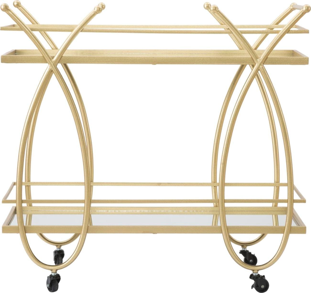 Carrello "Ribbon" struttura in ferro color oro con ruote e 2 ripiani per interni in Panche contenitore Decor Space - Altamura, commercioVirtuoso.it