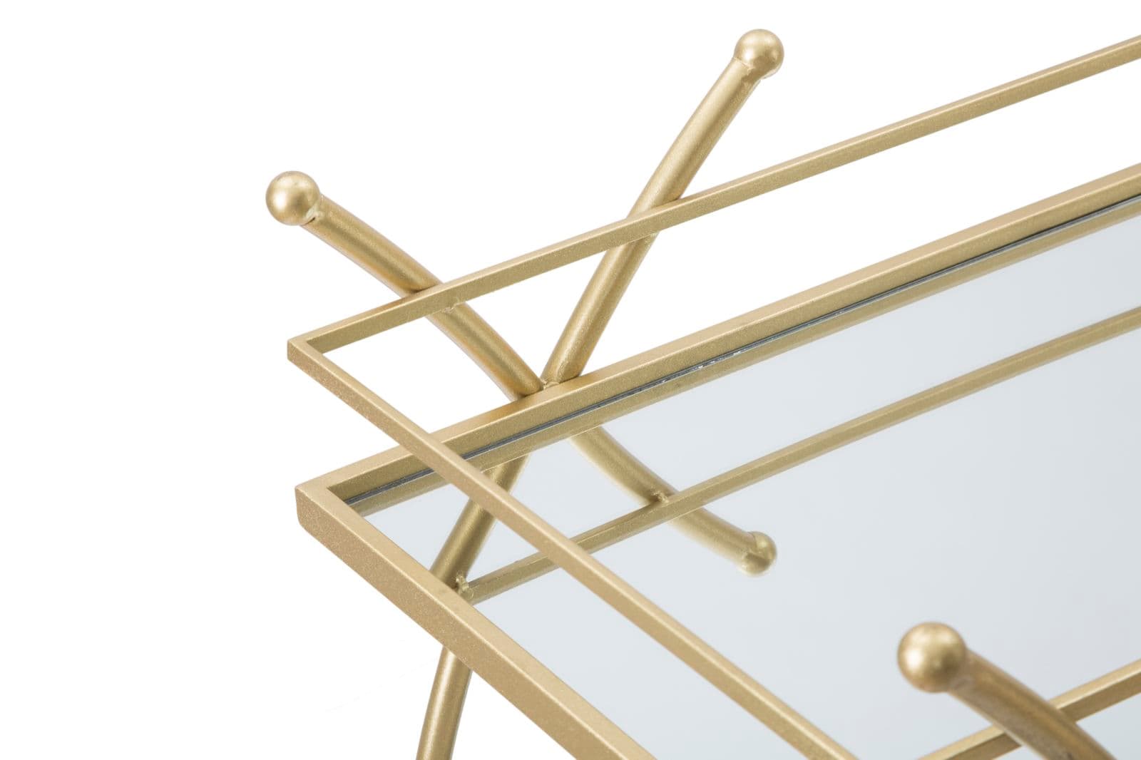 Carrello "Ribbon" struttura in ferro color oro con ruote e 2 ripiani per interni in Panche contenitore Decor Space - Altamura, commercioVirtuoso.it