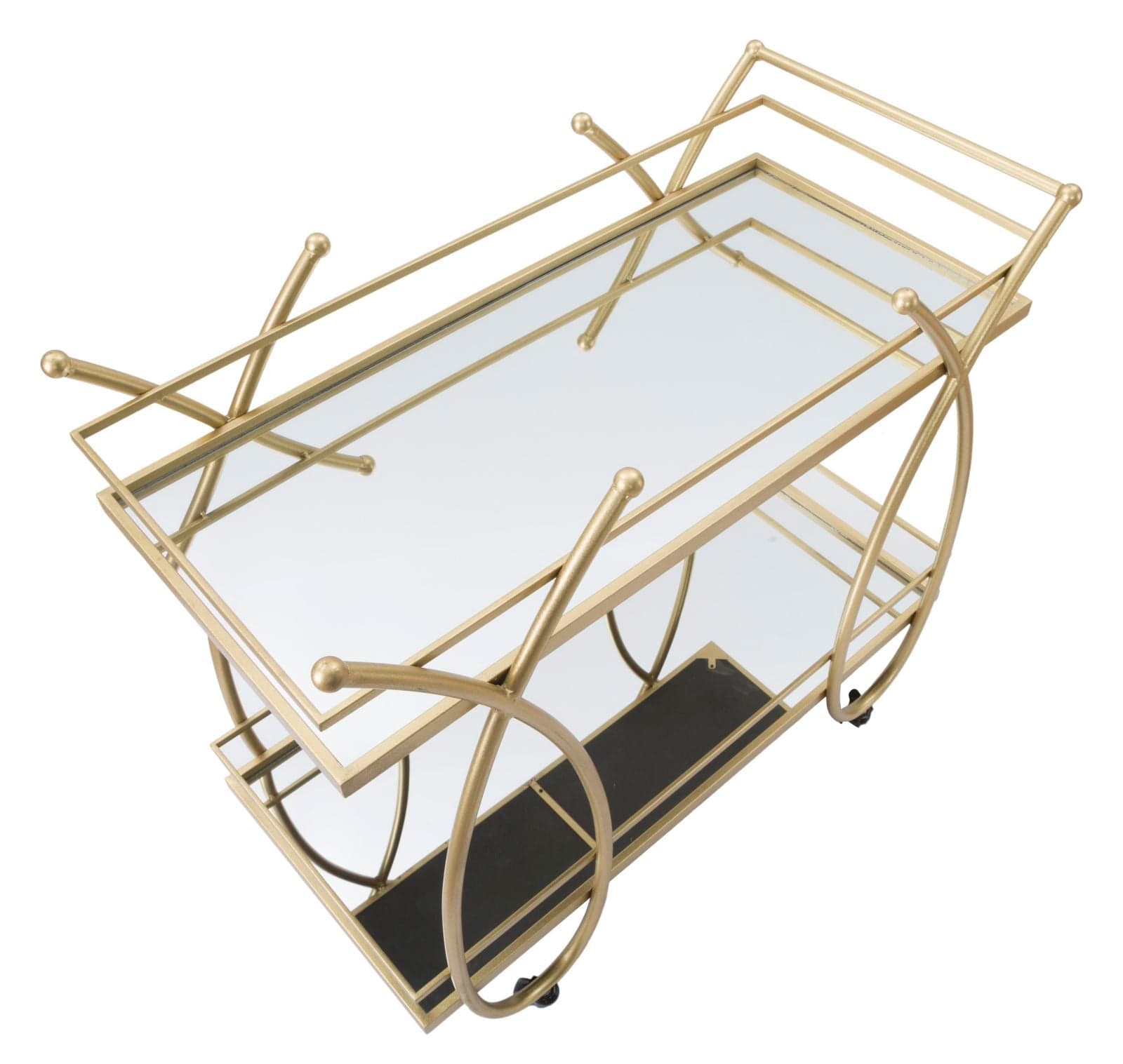 Carrello "Ribbon" struttura in ferro color oro con ruote e 2 ripiani per interni in Panche contenitore Decor Space - Altamura, commercioVirtuoso.it