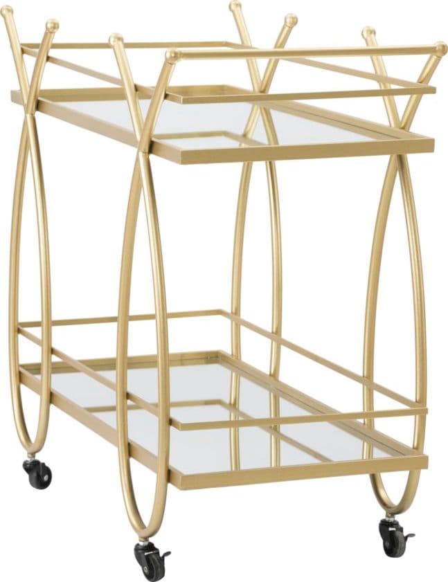 Carrello "Ribbon" struttura in ferro color oro con ruote e 2 ripiani per interni in Panche contenitore Decor Space - Altamura, commercioVirtuoso.it